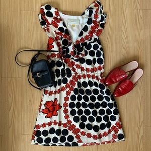 Leifsdottir Black & Red Poka-Dot Floral Dress